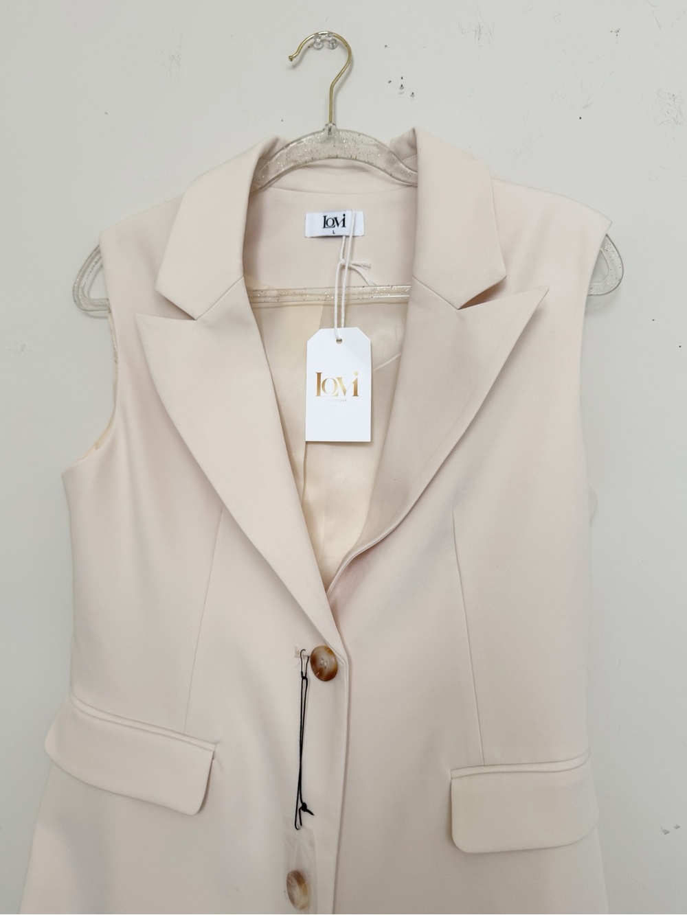 Crescent Cream Sleeveless Blazer Vest - Picture 7 of 11